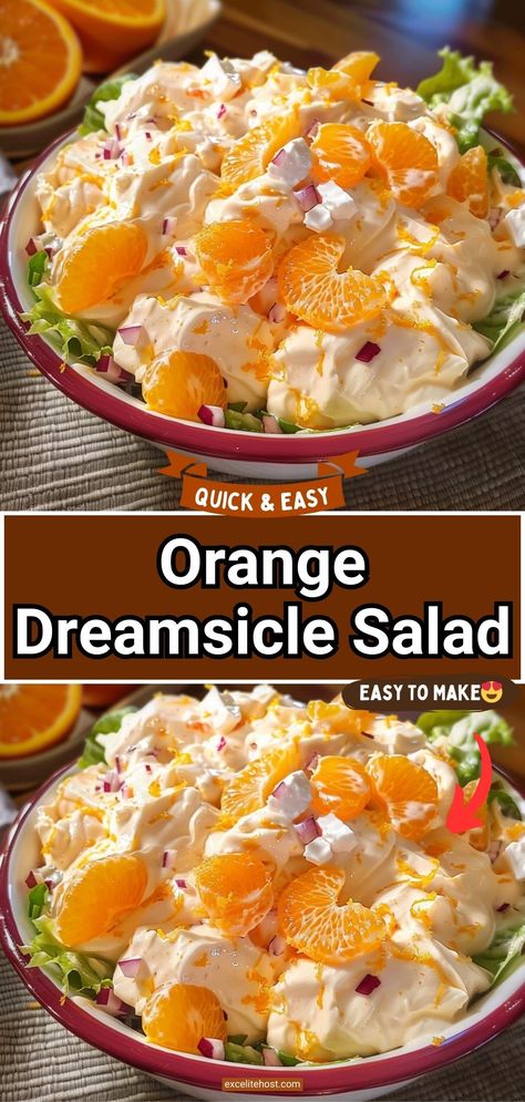 Orange Dreamsicle Salad Orange Dream Sickle Jell-o Salad, Mandarin Orange Salad Jello Cool Whip, Dreamcycle Salad, Orange Jello Salad Mandarin, Mandarin Oranges Recipes, Orange Creamsicle Salad, Orange Dreamsicle Salad, Dreamsicle Salad Recipe, Mandarin Orange Jello Salad