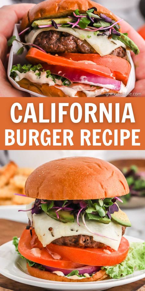 California Burger Recipe, Recipe With Lettuce, California Burger, Fat Burger, Easy Burger Recipe, Burger Recipes Beef, Easy Burgers, Onion Burger, Pork Chop Dinner