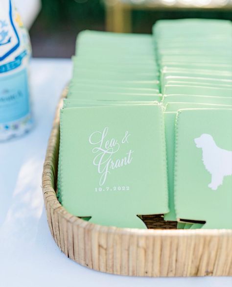 Custom Koozies Wedding, William Aiken House, Wedding Koozies, Southern Garden, Custom Koozies, Party Goods, Local Wedding, Black Tie Wedding, Charleston Wedding