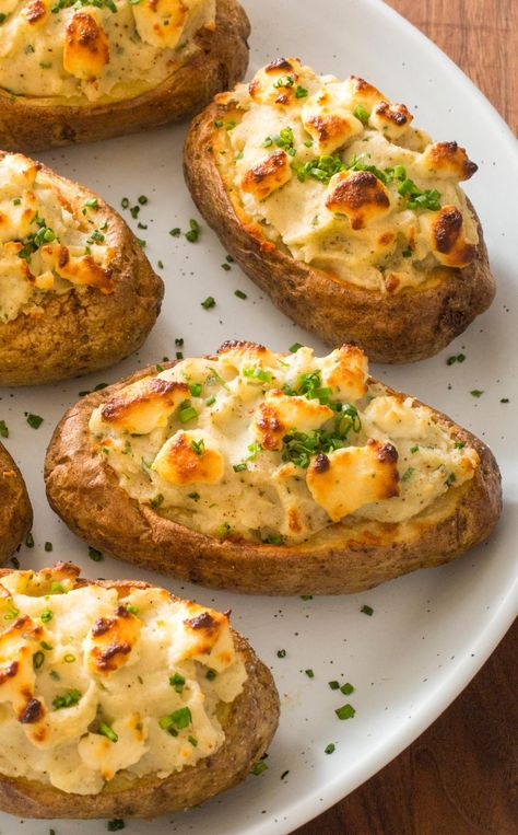 Super-Stuffed Baked Potatoes. Stuffed Baked Potato, Baked Potato With Cheese, Easy Bacon Recipes, Baked Potato Recipe, Kale Caesar, Stuffed Baked Potatoes, Potato Skin, Baked Potato Recipes, America's Test Kitchen Recipes