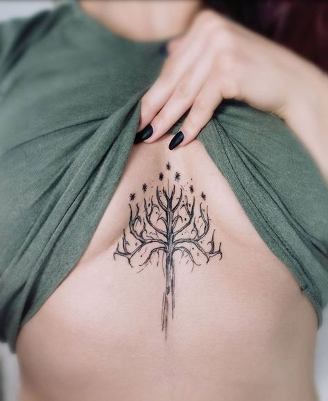 Gondor Tattoo, Elven Tattoo, Tree Of Gondor Tattoo, Hobbit Tattoo, Pet Portrait Tattoos, Tolkien Tattoo, Body Armor Tattoo, White Tree Of Gondor, Ring Tattoo Designs