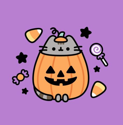 Pusheen Halloween, Cute Cat Kawaii, Pusheen The Cat, Cat Kawaii, Halloween Cute, Cropped Sweatshirt, Pusheen, Kawaii Drawings, Cartoon Cat