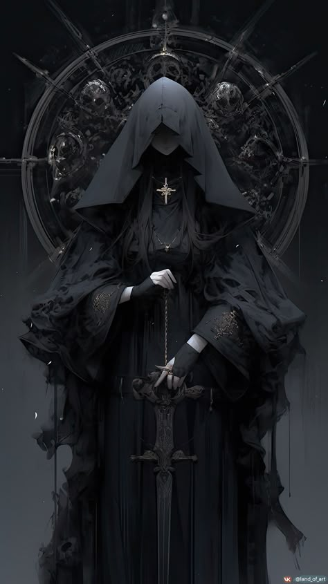 Nun Wallpaper Aesthetic, Dark Priestess Aesthetic, Fantasy Nun Art, Deviant Art Dark, Fantasy Nun, Evil Priest, Gothic Nun, Dark Priest, Priestess Art