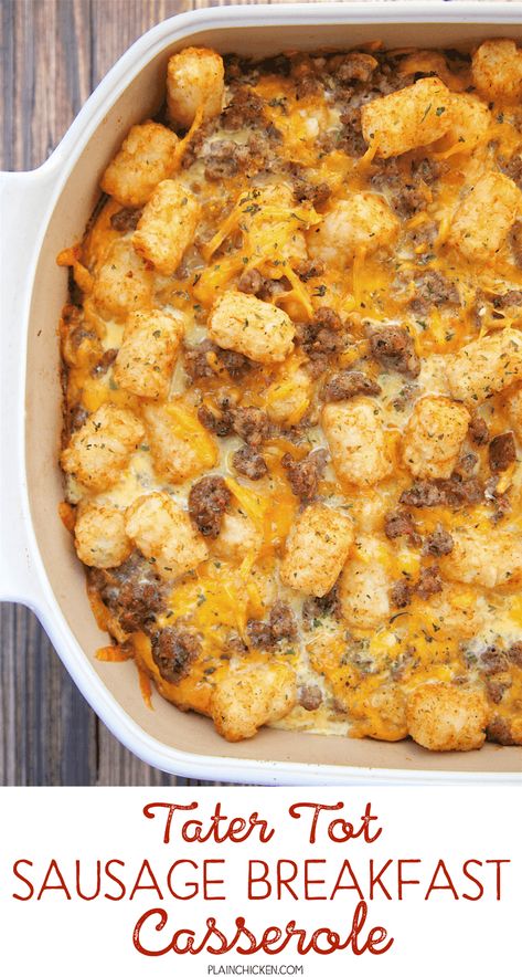 Tater Tot Sausage Breakfast Casserole, Sausage Breakfast Casserole, Best Breakfast Casserole, Tater Tot Breakfast, Diner Recept, Breakfast Party, Breakfast Casserole Easy, Breakfast Casserole Sausage, Tater Tots