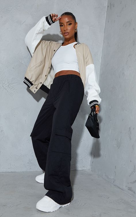 Uk Black Girls Style, Plt Model Aesthetic, Uk Black Girls Style Aesthetic, Black Utility Trousers, Plt Grey Tracksuit, Chav Outfits, Black Weave, Fresh Kicks, Staple Pieces