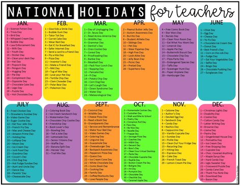 Monthly Holidays, Office Treats, National Holiday Calendar, Silly Holidays, Holidays Calendar, Calendar With Holidays, Fun Holidays, National Day Calendar, Nutrition Activities