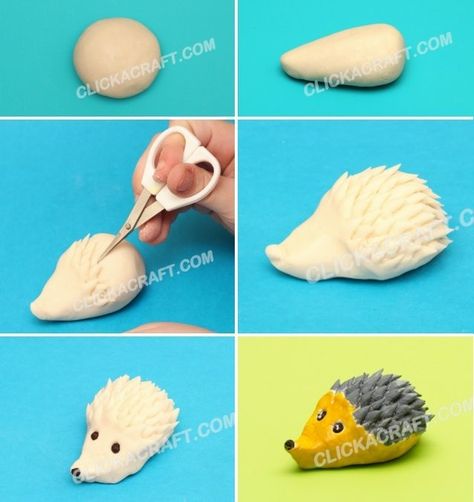 Clay Hedgehogs For Kids, Make Your Own Clay, Hedgehog Craft, Black Ink Art, Art Kits For Kids, Clay Crafts For Kids, Deco Nature, Kids Pottery, Clay Crafts Air Dry