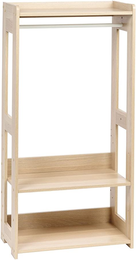 Montessori Bedroom Toddler Girl, Clothing Rack With Shelves, Montessori Toddler Bedroom, Wood Clothing Rack, Wooden Clothes Rack, Bedroom Wardrobe Ideas, Clothing Rack Bedroom, Wood Clothing, Dress Up Storage