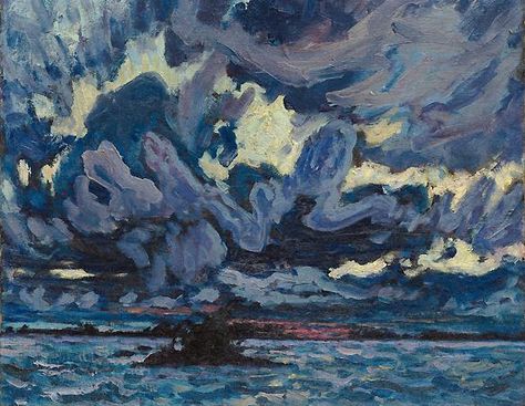 J. E. H. MacDonald (Canadian, Group of Seven, 1873–1932) Wind Clouds. Wind Clouds was exhibited at the first Group of Seven exhibition in May 1920. (Sotheby's Canada) Group Of Seven Artists, Group Of Seven Paintings, James Edward, Tom Thomson, Royal Ontario Museum, Canadian Painters, Group Of Seven, Canadian Art, Canadian Artists