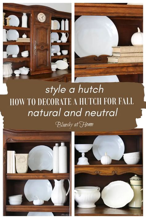 Looking to cozy up your space this fall? Dive into our fall hutch decor ideas for a touch of warmth and rustic charm. Discover the art of decorating a fall hutch with warm colors and charming accents. Get inspired with our fall hutch decorating guide – from pumpkins to decorative accessories, you'll get all the ideas you need to make your hutch shine. Decorating Top Of Hutch, Fall Hutch Decor Ideas, Fall Hutch Decor, How To Decorate A Hutch, How To Style A Hutch, Vintage Hutch, Southern Farmhouse, Hutch Decor, Autumn Ideas