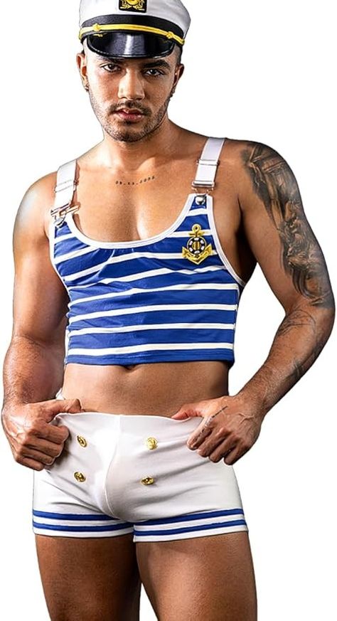 Sailor Halloween Costume Idea, Men Sexy Halloween Costumes,Rave Lingerie Outfits. AS An AMAZON ASSOCIATE I EARN COMMISIONS FROM QUALIFIED PURCHASES AT NO EXTRA COST TO YOU. #HALLOWEENCOSTUME #HALLOWEENPARTY #SPOOKY #MENHALLOWEEN Sailor Costume Men, Mens Sailor Costume, Halloween Costumes Rave, Sailor Halloween Costumes, Sailor Halloween, Men's Lingerie, Sailor Costume, Holiday Lingerie, Navy Uniform