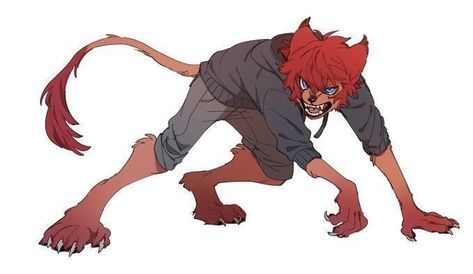 Cat Claws Reference, Giant Person Drawing, Werewolf Oc Character Design, Feral Character Design, Werewolf Oc Girl, Kaburion Art, Animal Hybrid Oc, Werewolf Character Art, Werewolf Oc Art