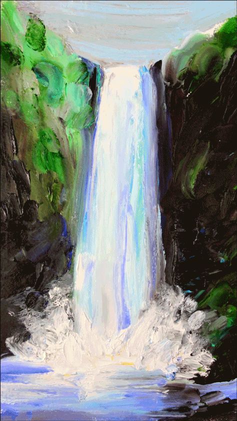 Lauren Gregory animation water nature painting Waterfall Gif, Lauren Gregory, Animated Clipart, Waterfall Wallpaper, Waterfall Photo, Water Nature, Animation Artwork, Winter Nature, Anime Gifs