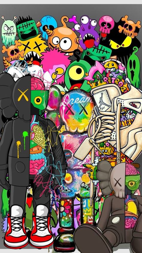 #myfirstshuffle Graffiti Party, Cool Lock Screen Wallpaper, Really Cool Wallpapers, Hood Wallpapers, Android Wallpaper Black, Murakami Flower, Kaws Wallpaper, Iphone Wallpaper For Guys, Jelly Wallpaper