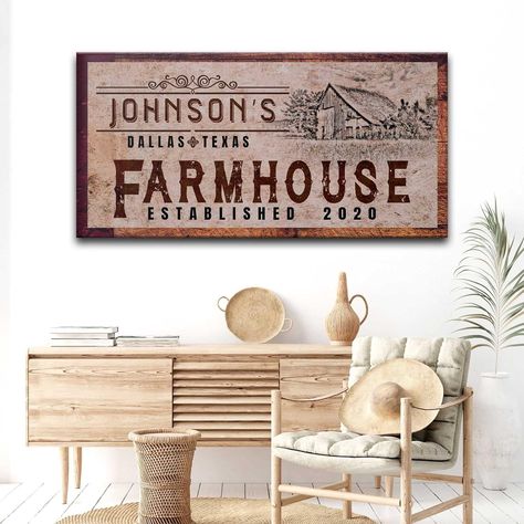 TAILORED CANVASES Farmhouse Sign - Large Rustic Farmhouse Wall Decor Art Decor for Home, Living Room, Office, Entryway - Personalized Rustic Print Canvas Rustic Farmhouse Wall Decor, Country Wall Art, Office Entryway, Farmhouse Decor Living Room, Farmhouse Sign, Farmhouse Wall Art, Farmhouse Wall Decor, Farmhouse Signs, Rustic Farmhouse Decor