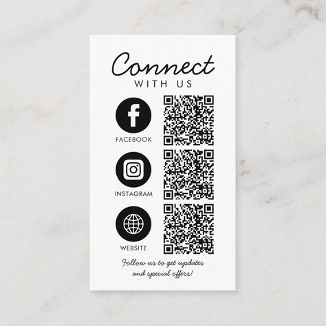 Connect with Us Social Media QR Code Company Logo Business Card Business Card With 2 Companies, Business Qr Code Ideas, Qr Code Design Ideas, Business Cards With Qr Code, Business Card Social Media, Business Card Qr Code, Business Tag, Qr Code Design, Social Media Business Cards