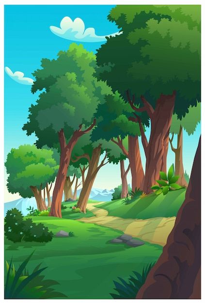 Waterfall Background, Forest Cartoon, Vector Landscape, Photoshop Backgrounds Backdrops, Cartoon Trees, Nature Background Images, Landscape Forest, Forest Background, Forest Illustration