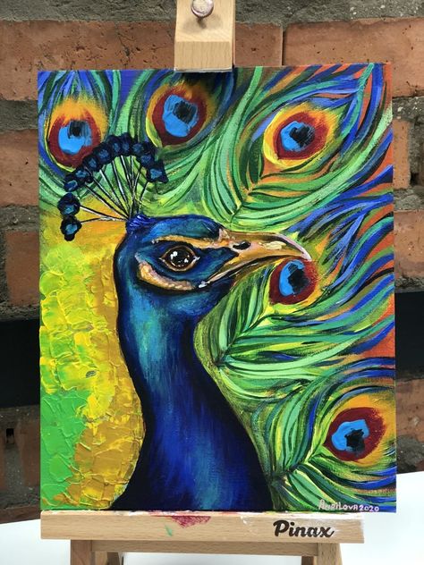 Canvas Painting Ideas Birds, Peacock Painting Acrylic Easy, Acrylic Animal Painting Ideas, Acrylic Peacock Painting, Painting Ideas Peacock, Canvas Painting Ideas Animals, Acrylic Painting Ideas Animals, India Painting Ideas, Peacock Painting On Canvas Acrylics