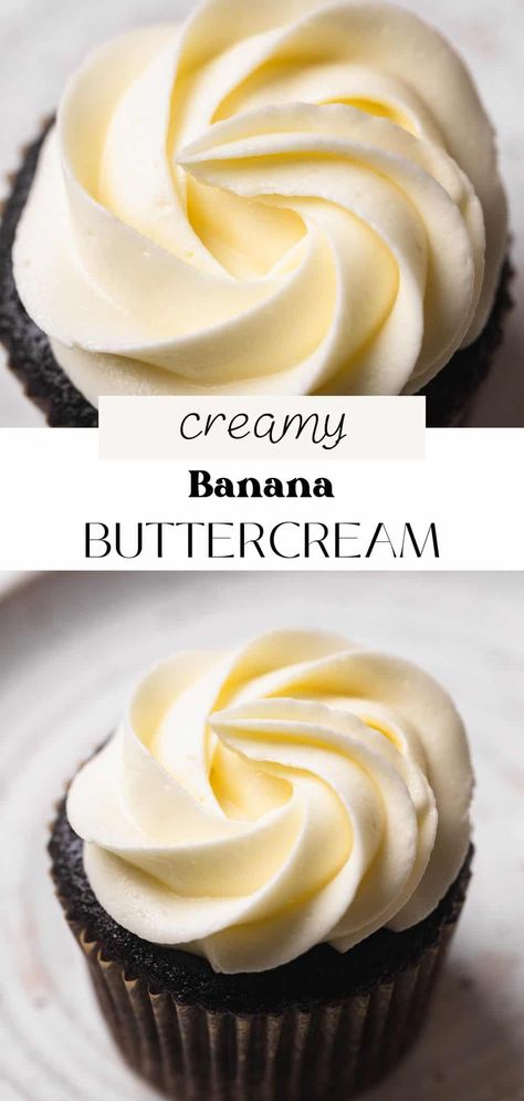 Banana Buttercream Frosting Recipe, Frosting Recipes Flavored, Banana Cream Icing, Stuff Buttercream Frosting, Banana Butter Cream Frosting, Banana Icing Recipe 3 Ingredients, Banana Cake With Banana Frosting, Banana Pudding Frosting Recipe, Banana Pudding Icing