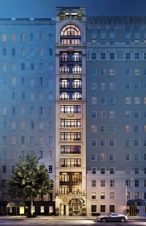 Upper East Side condo inspired by Parisian architecture launches sales from $5.25M - Curbed NY Upper East Side Apartment, New York Projects, Parisian Architecture, Apartment Architecture, New York Apartment, Building Facade, Upper East Side, Classical Architecture, Building Exterior