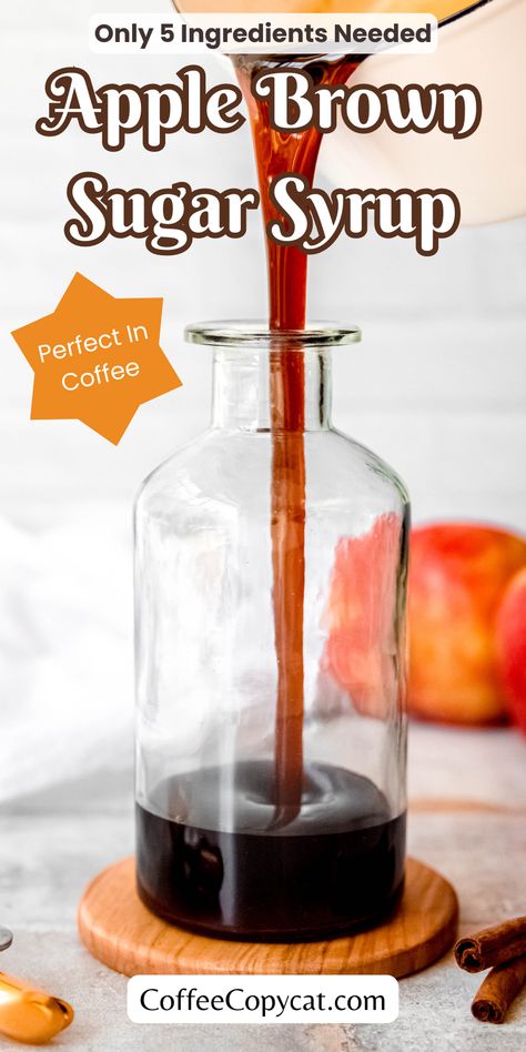 Apple Spice Coffee Syrup, Apple Cider Coffee Syrup, Apple Coffee Syrup Recipe, Homemade Apple Syrup For Coffee, Autumn Coffee Syrup, Fall Syrup For Coffee, Apple Cinnamon Coffee Syrup, Fall Coffee Syrup Recipe, Apple Pie Syrup For Coffee