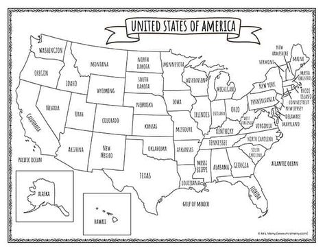 mrsmerry_printable-map-of-the-united-states-in-b&w_opt Us States Map Printable, United States Coloring Map, Usa Maps Printable, American States Map, Usa Map Coloring Page, 50 States Map Free Printable, Blank Map Of United States, Printable Us States Map, Us Map Coloring Page Free Printable