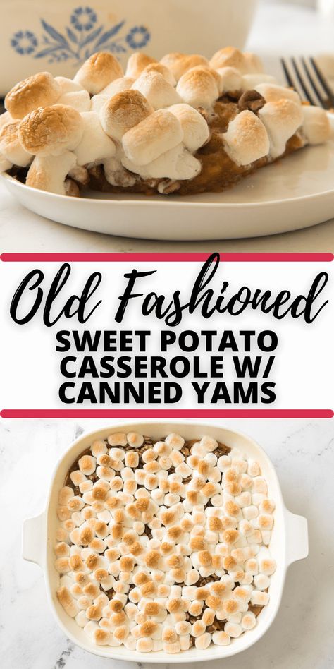 Old Fashioned Sweet Potato Casserole with Canned Yams will tantalize your taste buds with a twist on tradition! With its creamy texture and perfectly balanced sweetness, this recipe will have you wondering why you didn't try it sooner. Sweet Potato Casserole With Canned, Can Yams Recipe, Canned Sweet Potato Recipes, Canned Sweet Potato Casserole, Easy Sweet Potato Recipes, Candied Yams Recipe, Canned Yams, Sweet Potatoes With Marshmallows, Apple Pie Bread