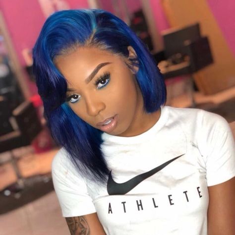 From @laceassassin 💙💙💙💙 Blue Bob, Product Testing, Hair Laid, Bob Hair, Penteado Cabelo Curto, Hair Envy, Wigs For Black Women, Black Girls Hairstyles, Weave Hairstyles