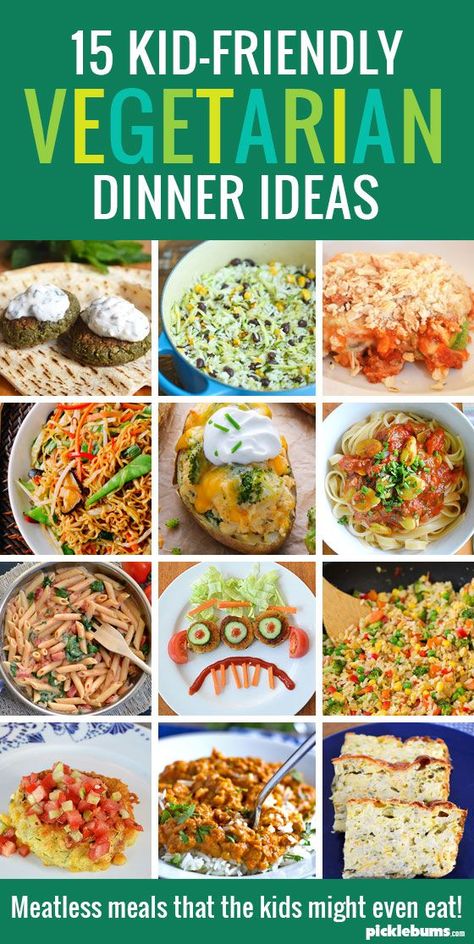 15 Kid-friendly Vegetarian Dinner Ideas - meatless meals that the kids might actually eat! Dinner Recipes, Dinner Ideas, Vegetarian Dinner Ideas, Vegetarian Dinners, Best Dinner Recipes, Vegetarian Dinner, Meatless Meals, Family Meals, Kid Friendly