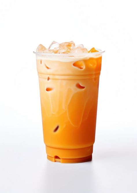 Thai Tea Cup, Thai Tea Aesthetic, Thai Milk Tea, Dream Cafe, Template Food, Ice Milk, Beverage Bottle, Thai Tea, Wallpaper Space