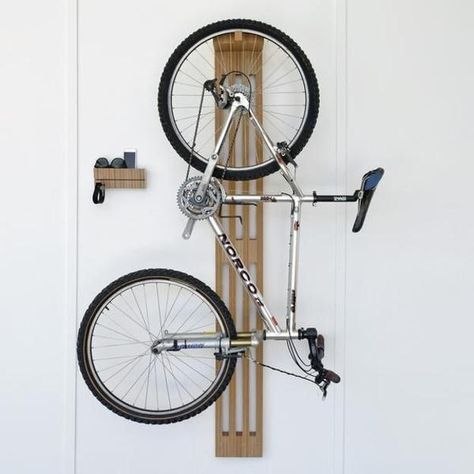 Modern Storage Ideas, Bike Racks that Look Great on the Walls Bike Hanger Wall, Rack Velo, Bicycle Hanger, Indoor Bike Storage, Modern Shelving Units, Vertical Bike Rack, Small Wall Shelf, Vertical Bike Storage, Bike Storage Garage