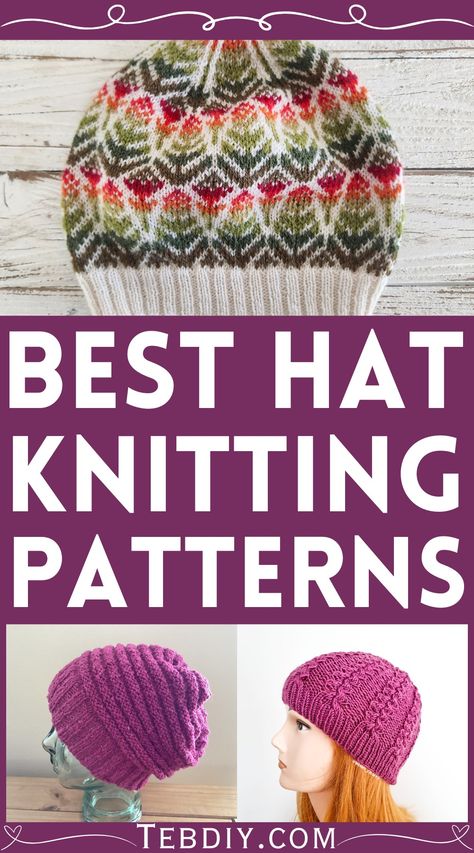 Knit Hat Patterns Free For Beginners Knit Hat With Brim Pattern Free, Double Knitting Hat Pattern Free, Knit Hat For Beginners, Knitting Pattern Hat Free, Knit Hat Pattern Free Women Beanie, Easy Knitted Hats For Beginners, Knitted Hat Patterns Free Women Easy, Easy Knit Hat Pattern Free Straight Needles, Knitting Hats For Beginners