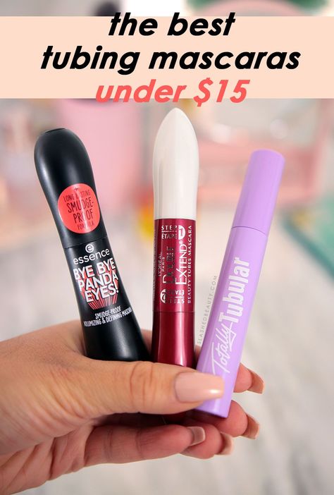 Discover the best affordable tubing mascaras under $15 that offer long lasting length, volume and lift with the easiest removal using just warm water! Best Tubular Mascara, Best Tube Mascara, Best Drugstore Tubing Mascara, Tubing Mascara Drugstore, Best Tubing Mascara, Mascara Drugstore, Best Drugstore Mascara, Vegan Makeup Brands, Drugstore Mascara