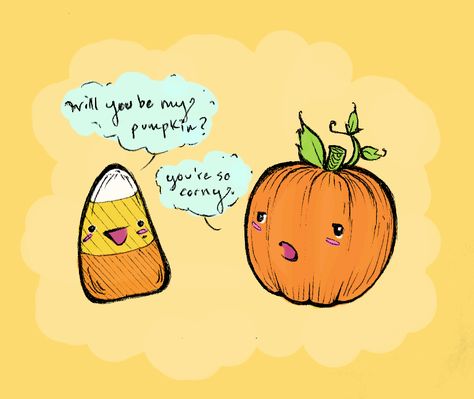 pumpkin candycorn cute halloween Halloween Pick Up Lines, Fall Puns, Corny Pick Up Lines, Cheesy Puns, Punny Puns, Cheesy Jokes, Love Puns, Funny Jokes To Tell, Corny Jokes