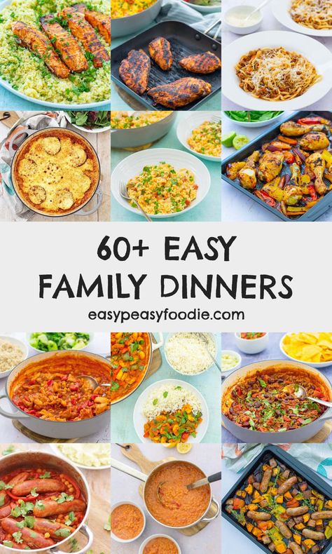 Cooking recipes all the family will enjoy can be difficult... not so with this bumper list of 60+ easy family-friendly dinner recipes. All of these recipes are kid-approved but will appeal to adults too, meaning everyone can eat together at dinner time! #familydinner #easyfamilydinners #familyfriendlydinners #familymeals #midweekmeals #easymidweekmeals #easypeasymidweekmeals #easydinners #easypeasydinners #kidfriendlydinners #kidfood #easymeals #easypeasyfoodie #cookblogshare Family Meals Uk, Dinner Ideas For Family, Budget Family Meals, Uk Recipes, Summer Recipes Dinner, Midweek Meals, Easy Family Dinners, Family Dinner Recipes, Easy Family Meals