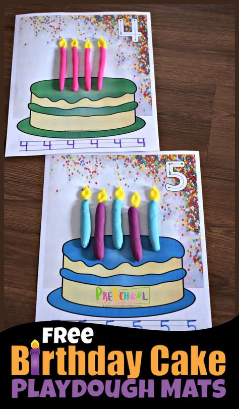 FREE Birthday Candles Playdough Mats - super cute, hands on math activity to help toddler, preschool, prek, and kindergarten age kids practice counting to 10 #counting #playdoughmats #preschool Preschool Birthday, Playdough Activities, Playdough Mats, Birthday Activities, Playdough Recipe, Homemade Playdough, Counting Activities, Math Activities Preschool, Easter Activities