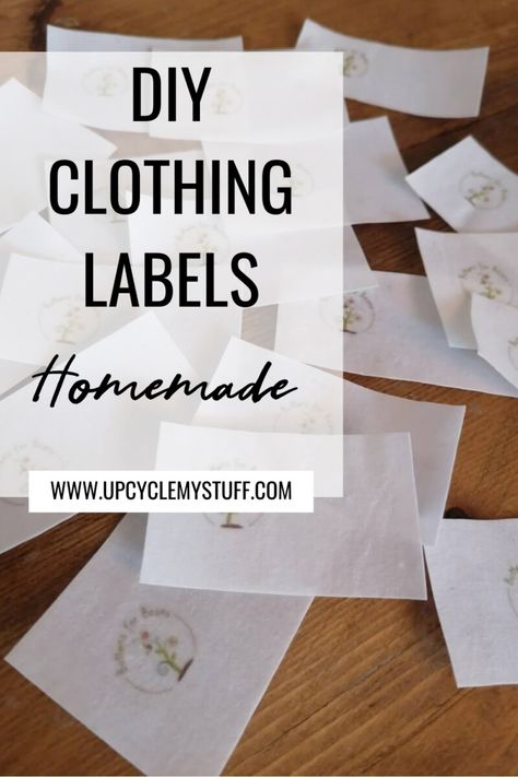 Create your own sew in fabric labels for your handmade products or homemade gifts. This easy tutorial shows you how you can upcycle any clean cotton fabric (such as pillowcases and sheets) to make your own DIY sewing labels to attach to clothing, bags, pouches or any other item you make that would look nice with a fabric label. You can even use this technique to add name labels on kid's clothes! Make Clothes Labels | DIY Fabric Tags | Sewing Project | Upcycling & Repurposing Clothes Labels, Custom Fabric Labels, Can Upcycle, Make Your Own Labels, Clothing Labels Design, Old Sheets, Craft Label, Custom Clothing Labels, Iron On Labels