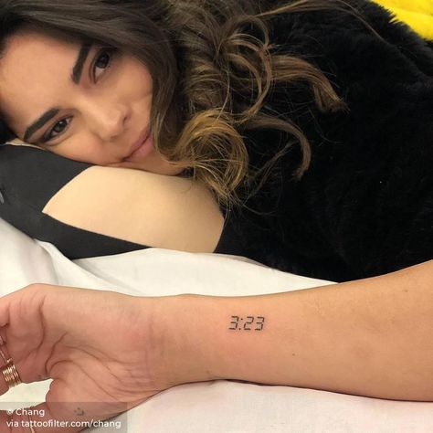 3:23 time tattoo for Kyra Santoro. Tattoos Over Time, Half Sleeve Tattoos Forearm, Number Tattoos, Clock Tattoo Design, 4 Tattoo, Cute Tiny Tattoos, Clock Tattoo, Tattoo Font