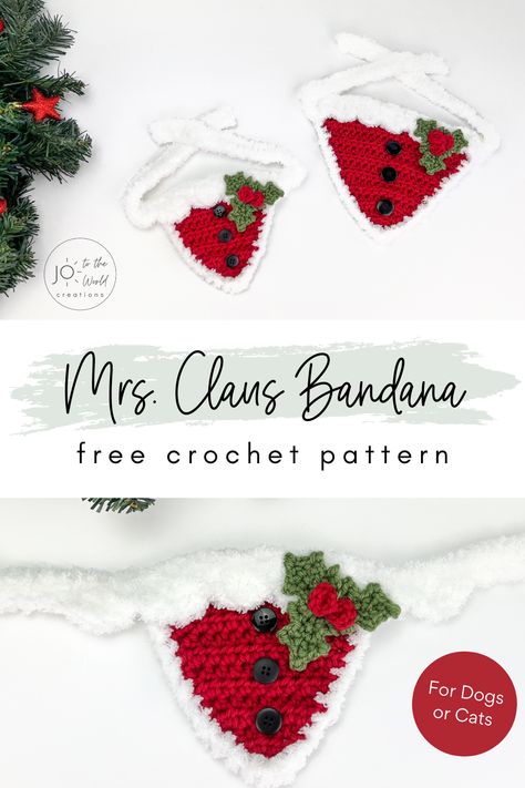 Crochet Pet Scarf, Crochet Christmas Cat Collar, Easy Crochet Christmas, Crochet Dog Sweater Free Pattern, Christmas Pet Collar, Pet Crochet, Crochet Pets, Christmas Cat Collar, Dog Collar Pattern