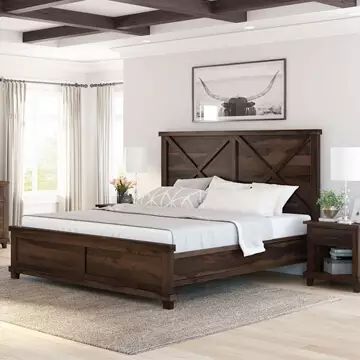 Rustic Platform Bed, Large Headboard, Wood Bedroom Sets, Wood Platform Bed Frame, Bed Platform, Teak Sofa, Wooden Nightstand, Solid Wood Platform Bed, Solid Wood Bed