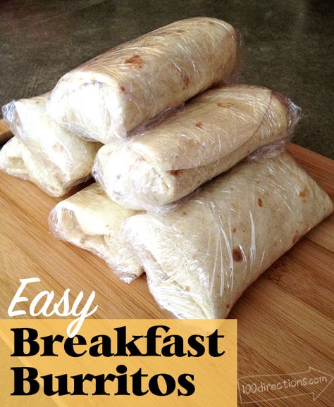 How to Make Quick and Easy Breakfast Burritos - Page 3 of 3 - 100 Directions Easy Make Ahead Breakfast Burritos, Easy Premade Breakfast Ideas, Premade Breakfast Burritos, Freeze Breakfast Burritos, Breakfast Burritos To Freeze, Premade Breakfast, Camping Breakfast Burritos, Easy Camping Breakfast, Make Ahead Breakfast Burritos