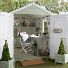 Shed Office Ideas, Small Garden Office, Small Shed, Garden Shed Interiors, Summer House Interiors, Office Shed, Shed Office, Shed Interior, Summer Houses