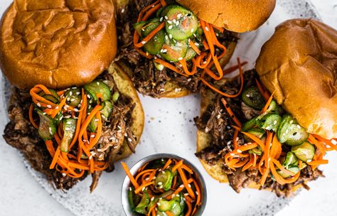 Instant Pot Korean Pulled Pork Asian Pulled Pork Instant Pot, Korean Pulled Pork Tacos, Instant Pot Asian Pork, Pork Instant Pot Recipes, Korean Pulled Pork, Pulled Pork Instant Pot, Honey Roasted Sweet Potatoes, Asian Pulled Pork, Instant Pot Korean