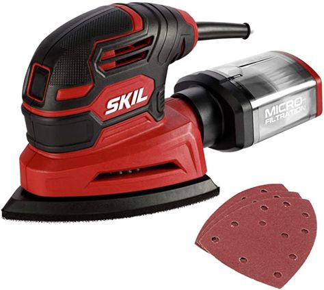 SKIL Corded Detail Sander, Includes 3pcs Sanding Paper and Dust Box - SR250801 - - Amazon.com Diy Sanding, Detail Sander, Hand Sander, Transparent Box, Dust Collection, Top Hotels, Heavy Equipment, Workshop Equipment, Working Area