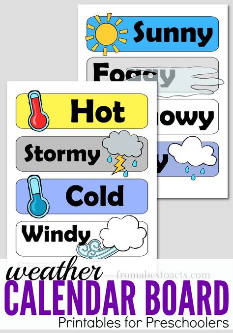 Teach your preschooler all about the weather with these calendar board weather printables that can be used with our DIY home preschool calendar board! Preschool Calendar Board, Weather Printables, Calendar Classroom, Teaching Weather, Preschool Calendar, Home Preschool, Weather Calendar, Preschool Weather, Classroom Style