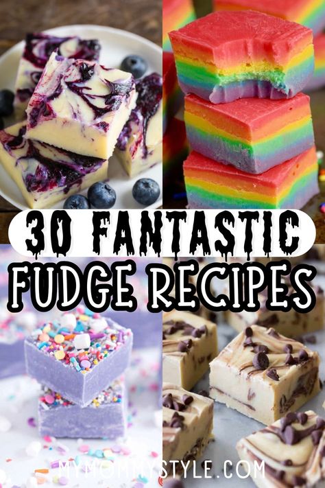 A collection of fantastic fudge recipes to try at home. Everything from classic chocolate to candy bar flavors. Find a new favorite fudge recipe here! Fudge Recipes Uk, Fudge Recipes Flavors, Twin Bing Bars, Authentic Fudge Recipes, Gourmet Fudge Flavors, How To Make Homemade Fudge, Fun Homemade Recipes, Different Fudge Recipes, Family Fudge Lunches