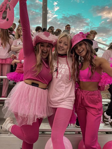 Pink Out Outfit Ideas Football, Pink Out For Football Game, Pink Out Pep Rally Outfits, Pink Outfits Football Game, Pinkout Football Game, Football Game Outfit Inspo High School, Pink Out Football Game Outfits Cold, Pink Day Spirit Week, Pink Out Outfits Spirit Week