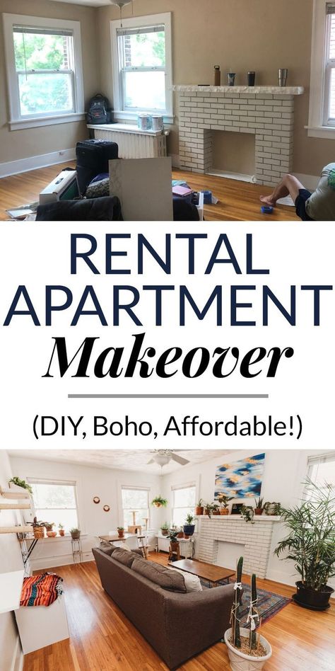 Check out my renter-friendly, affordable apartment makeover—from basic and beige to a bright, boho, modern space full of plants and DIYs! Renter Friendly Decorating, Apartment Hacks, Affordable Apartments, Apartment Decorating On A Budget, Apartment Makeover, Bright Boho, Rental House, Diy Home Decor Ideas, Rental Decorating