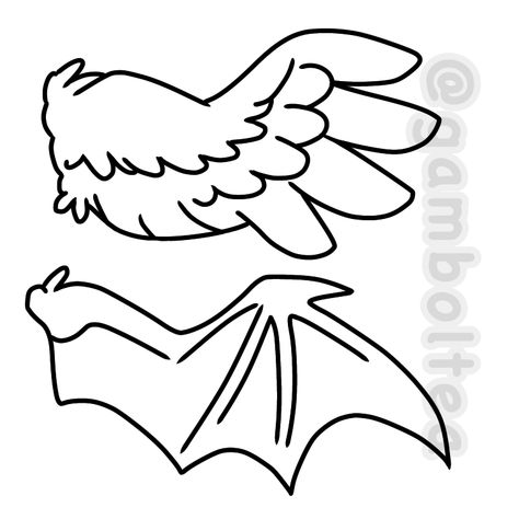 Small Wings Drawing Reference, Paper Dragon Wings, Demon Wings Drawing Reference, Gacha Angel, Paper Dragon, Demon Wings, Gacha Props, Wings Drawing, Sun And Moon Drawings