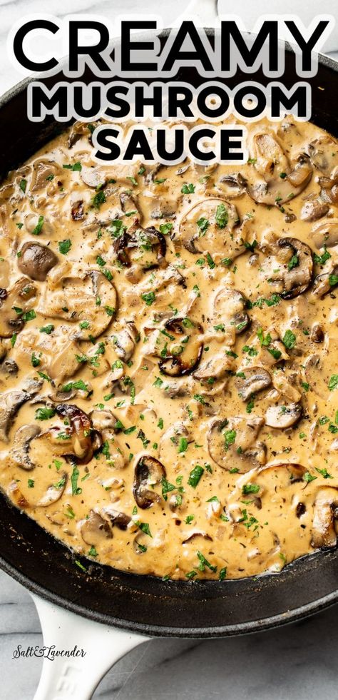 Essen, Mushroom White Wine Sauce, Easy Mushroom Sauce, Mushroom Cream Sauce, Mushroom Recipes Healthy, Cream Sauce Recipe, Mushroom Cream Sauces, Cream Sauce Recipes, Creamy Mushroom Sauce